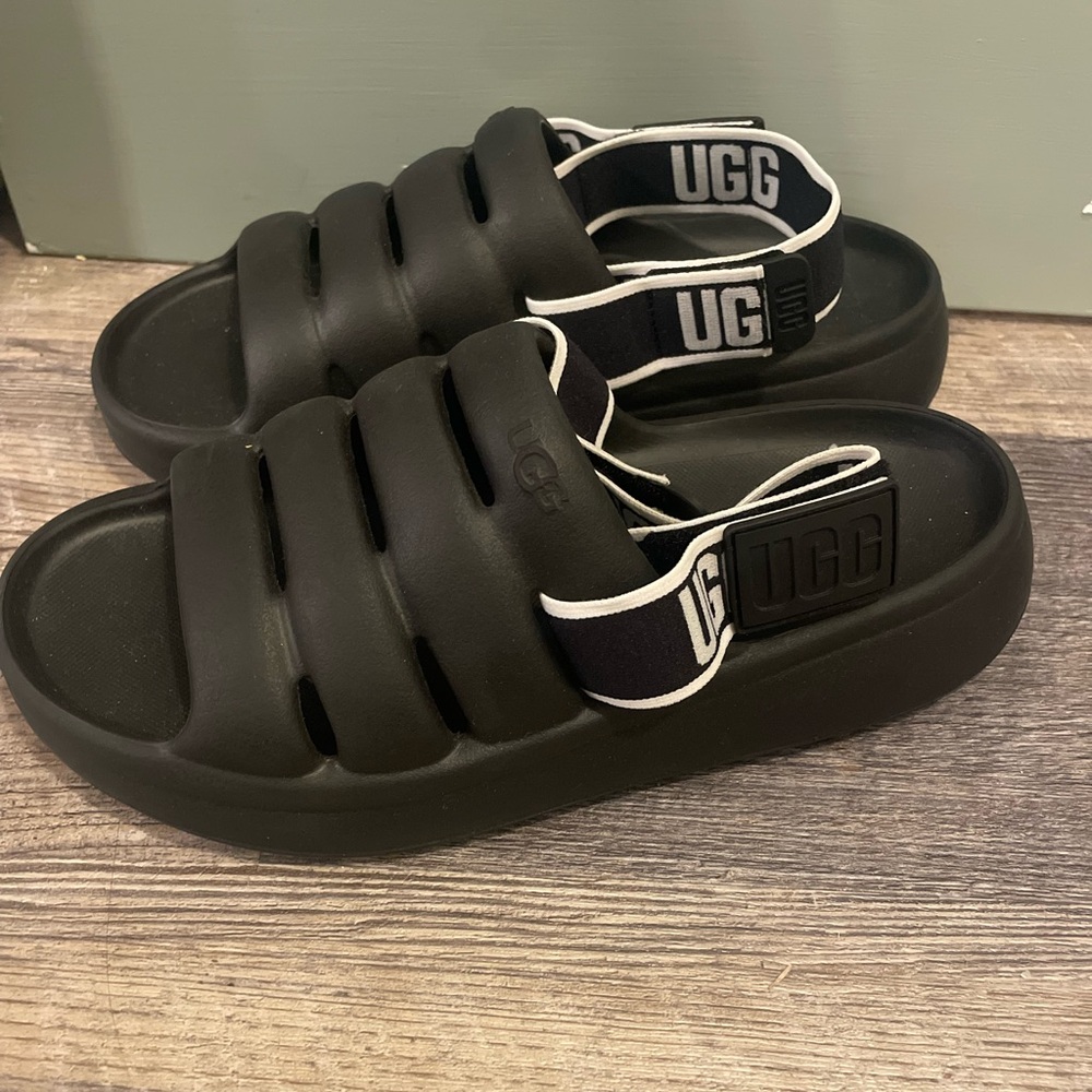 UGG black Sport Yeah Sandals - Womens 7 shoes slides sling back adjustable